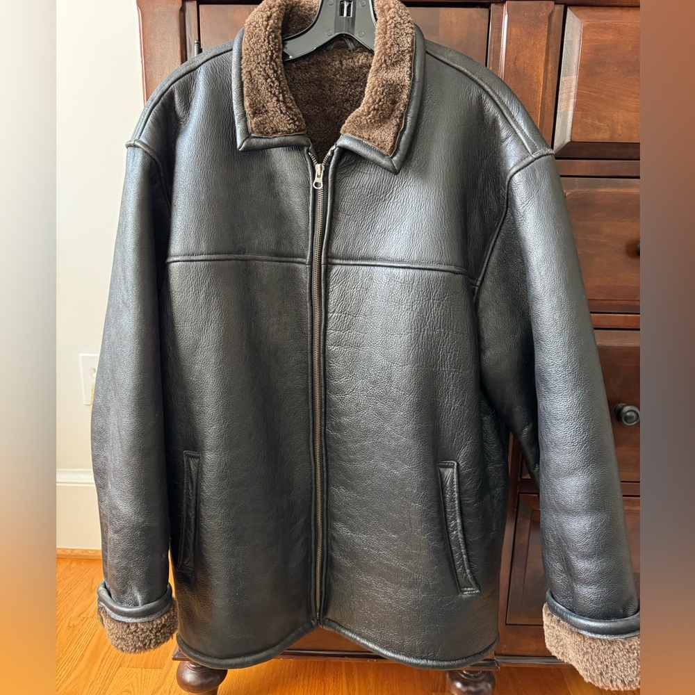 Perry Ellis Dark Brown Leather Coat